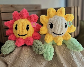 Finger Knit Flower Plushie Pattern: Chunky Yarn Florabelle Babies (PDF Downloadable Pattern)