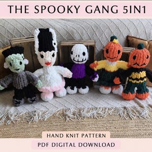 Gruselige Gang Fingerstrick-Plüschtiere Anleitung Halloween Frankenstein & Pumpkinhead (PDF-Download)