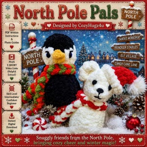 Fingerstickat pingvin- och isbjörnsmönster Chunky Yarn Snowbuddies (PDF-nedladdning) CozyHugz4u