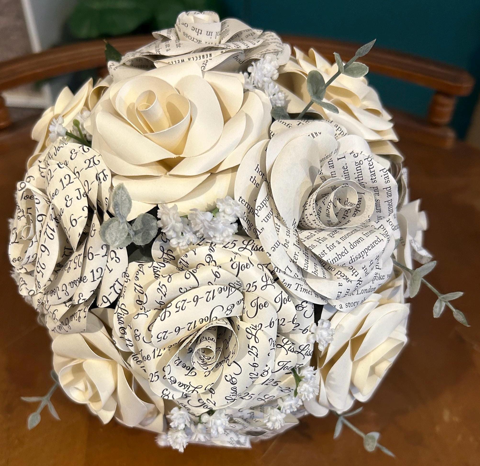 Classic 12-rose Book Page Bridal Bouquet | Custom Forever Wedding ...