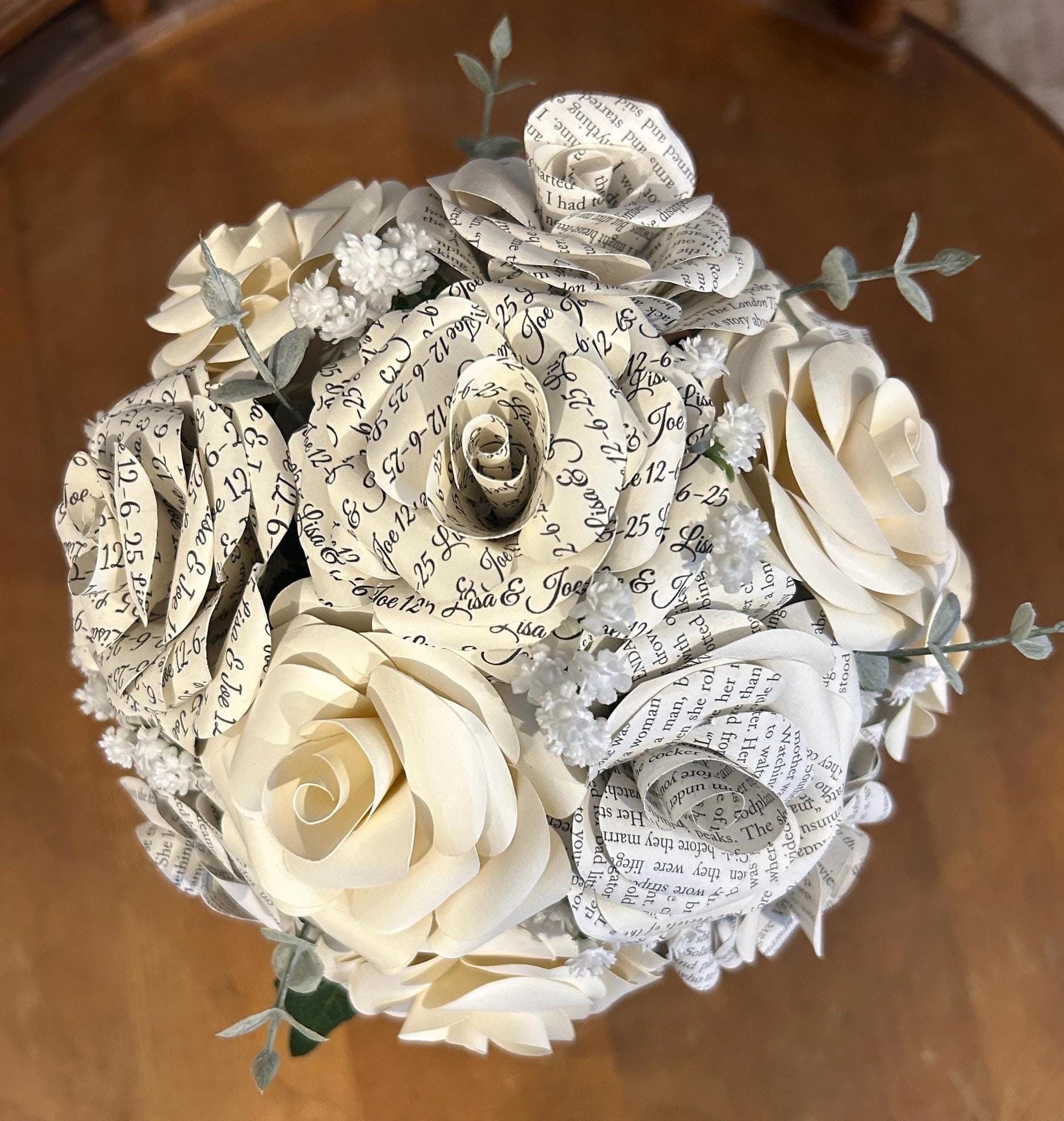 Classic 12-rose Book Page Bridal Bouquet | Custom Forever Wedding ...