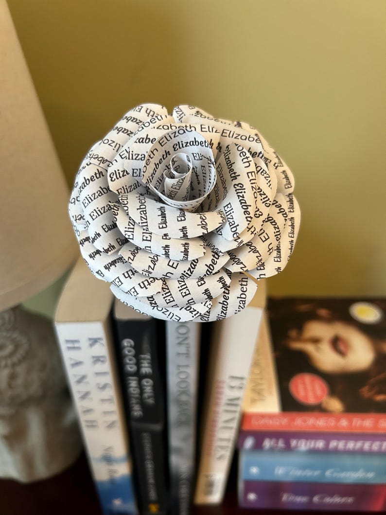 Personalized Book Page Rose • Wrapped Single Stem Paper Flower • Custom ...