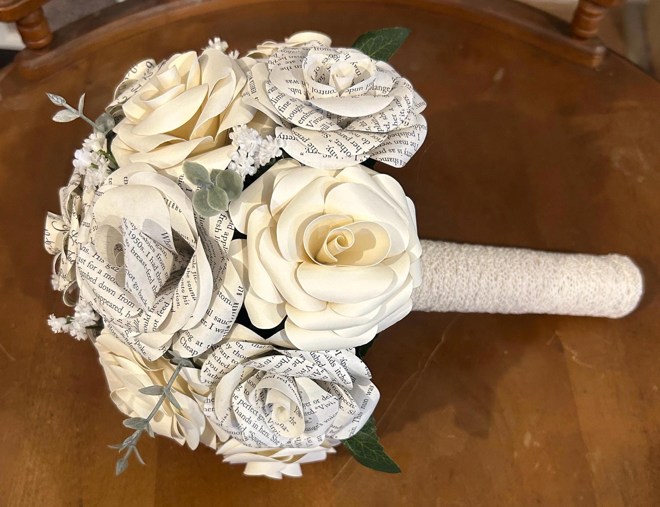 Classic 12-rose Book Page Bridal Bouquet | Custom Forever Wedding ...