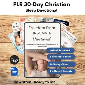 30-daagse christelijke slaapdevotional PLR voor vrouwen | Bewerkbaar (Google Documenten, Canva)
