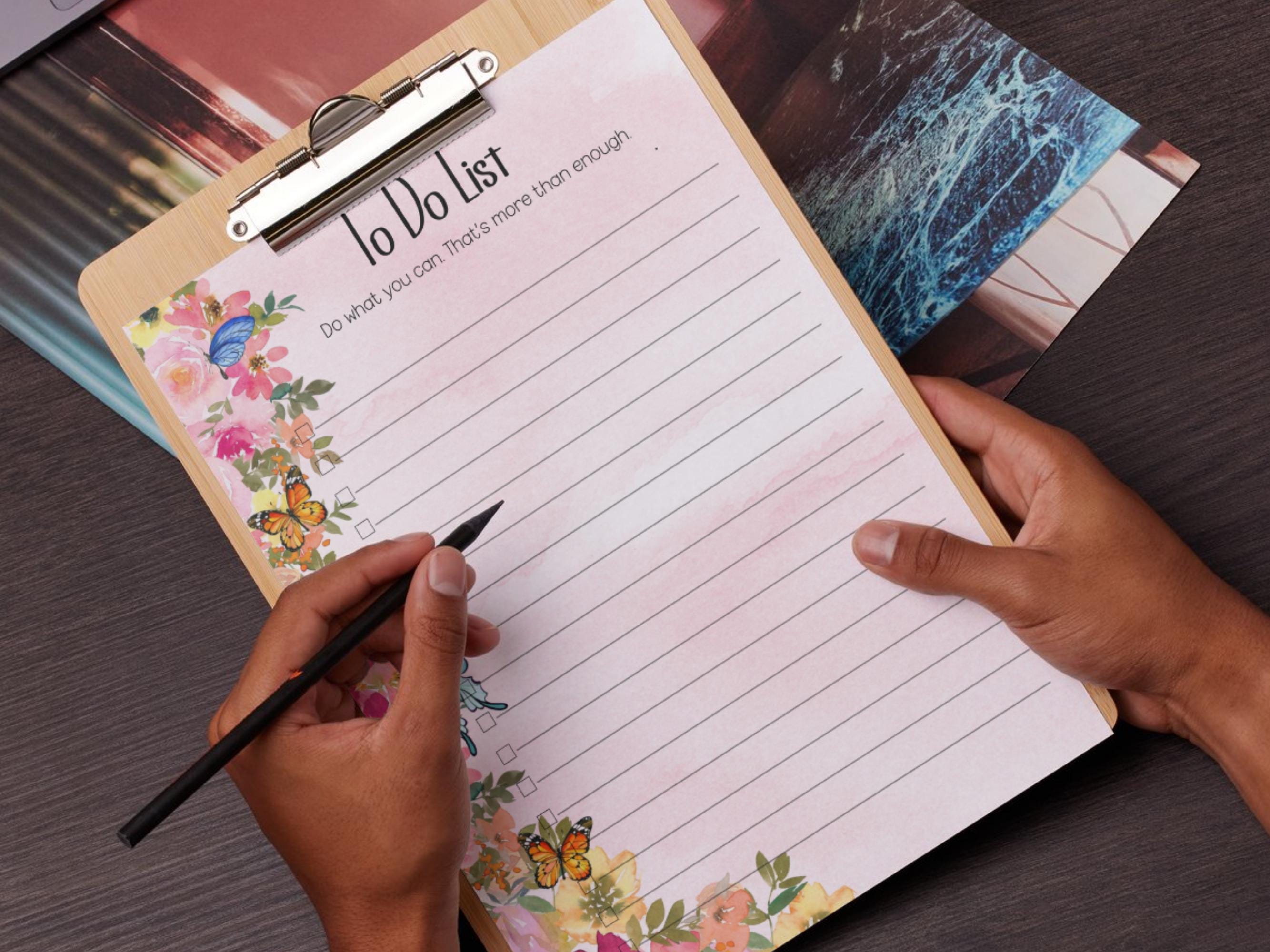 To Do List Floral Printable Daily Planner, Simple Checklist A4 PDF ...