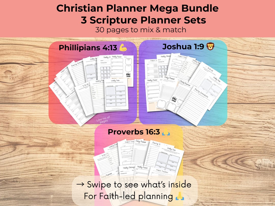 Daily Scripture Planner Christian Planner Mega Bundle – Daily, Weekly & Monthly Faith Planners ...