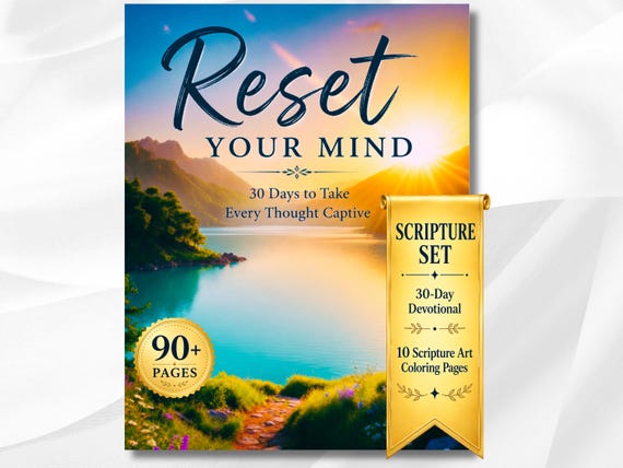 30-day Christian Devotional for Women, Mind Renewal, Bible Study, Scripture Coloring Pages (Digital Download)