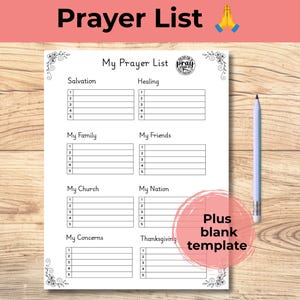 Prayer List Printable, Christian Prayer Journal, Daily Prayer Log, Bible Study Printable, Prayer Planner, Prayer Request Tracker, Church