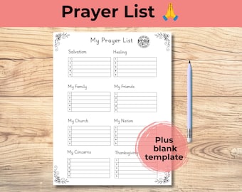 Prayer List Printable, Christian Prayer Journal, Daily Prayer Log, Bible Study Printable, Prayer Planner, Prayer Request Tracker, Church