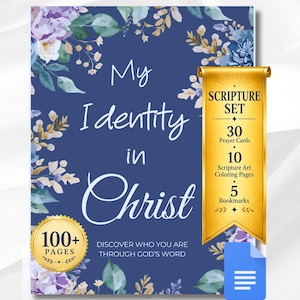 30-Day Identity in Christ, Christian Devotional for Women, Bible Study, Prayer Cards, Bible Coloring Pages (Google Docs Digital Download)
