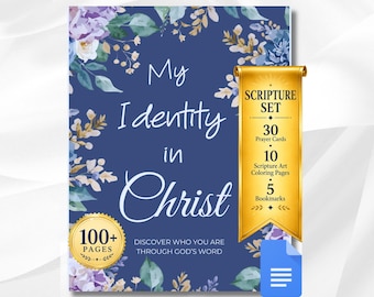 30-Day Identity in Christ, Christian Devotional for Women, Bible Study, Prayer Cards, Bible Coloring Pages (Google Docs Digital Download)