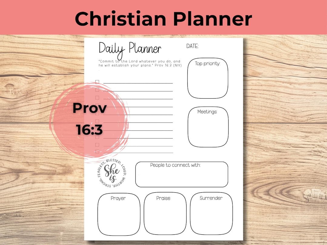 Christian Daily Planner (prov 16.3) + Daily Schedule (phil. 4:13) Faith ...