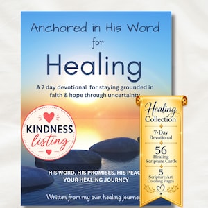 FREE Healing Christian Devotional, 56 Bible Verse Cards, 5 Scripture Coloring Pages (Google Docs) image 1