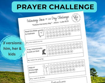 30-Day Christian Prayer Challenge & Bible Habit Tracker (Digital PDF US letter and  A4 )