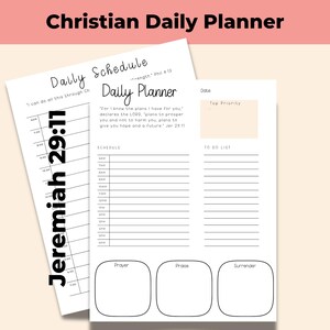 Christian Daily Planner (Jer 29.11) + Daily Schedule (Phil 4.13) – Faith-Focused Printables | US Letter PDF