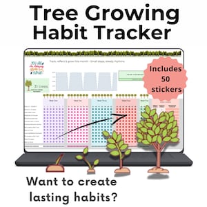 ADHD Habit Tracker Gamified Spreadsheet  | Tree Growing Goal & Routine Google Sheets with Stickers