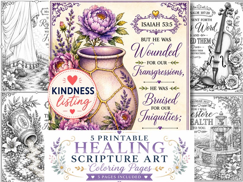 Pages de coloriage gratuites sur le thème de la guérison pour les femmes chrétiennes, illustrations bibliques à télécharger en PDF, foi et méditation image 1