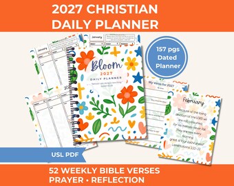 2027 Christian Daily Planner | Dated Faith Schedule, Bible Verses (PDF)