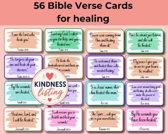 FREE Bible Verse Cards for Healing | 56 Christian Printable Prayer Cards with Scriptures. USL PDF