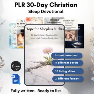 Devocional cristiano de 30 días para mujeres sobre el sueño (con derechos de reventa) / Editable (Google Docs, Canva)