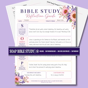 SOAP Bible Study Printable Template | Scripture Journal Verse Prompts | Christian Bible Reflection Worksheet | PDF Download