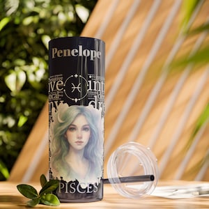 Personalized Pisces Tumbler: 20oz Zodiac Water Bottle, Astrology Gift