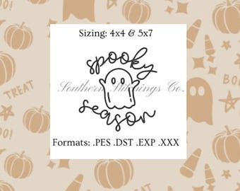 Ghost Embroidery Design: Spooky Halloween Stitch Pattern (4x4 5x7 Hoop) (Instant Download)