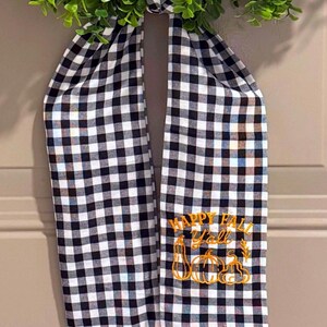 Happy Fall Y’all Monogrammed Wreath Sash| Buffalo Plaid Fall Door Hanger | Gingham Wreath sash | Farmhouse Autumn Decor