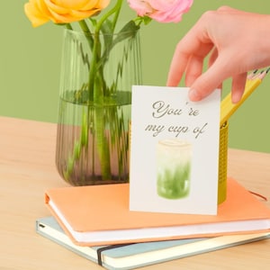 Matcha Lover Set van 10 ansichtkaarten | Iced matcha latte-kaart | Minimalistische liefdeskaart voor theeliefhebbers