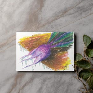 Carte postale navet japonais gelé – Print A6 pastel gras – Illustration végétale poétique et hivernale, déco cuisine originale