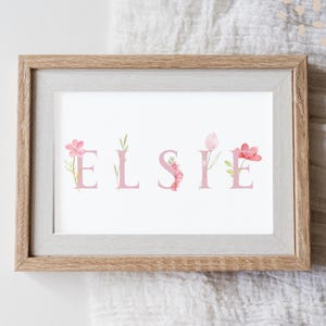 Custom Name Print flowers - kids wall art, name print, girls bedroom, nursery wall art, pretty wall art, flower print, birth print