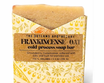 Organic Frankincense & Oat Soap Bar | Tallow, Herbal Infused, Cold Process Skincare, Ancient Skincare