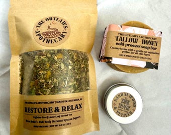 Mini Organic Tea & Skincare Bundle | Handcrafted Herbal Tea, Tallow Butter, and Tallow Soap