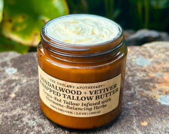 Sandalwood & Vetiver Tallow Butter: Organic and Grass-fed Tallow with  Hormone-Balancing Herbal Infusion