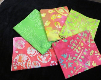 Multi - Color  Batik Fat Quarter 5 Pack  Bundle