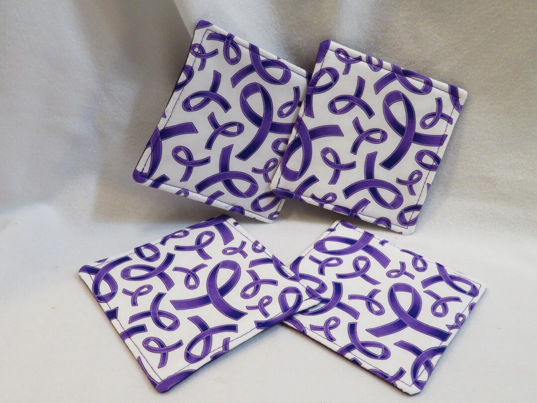 Set OF 4 Cancer Awareness Purple Ribbon Coasters and They Are ...