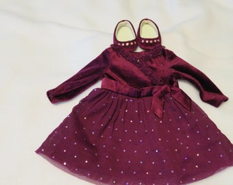 American Girl Doll Holiday Party Dress With Matching Shoes Free Shipping