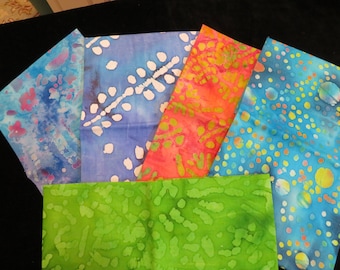 Multi - Color  Batik Fat Quarter 5 Pack  Bundle