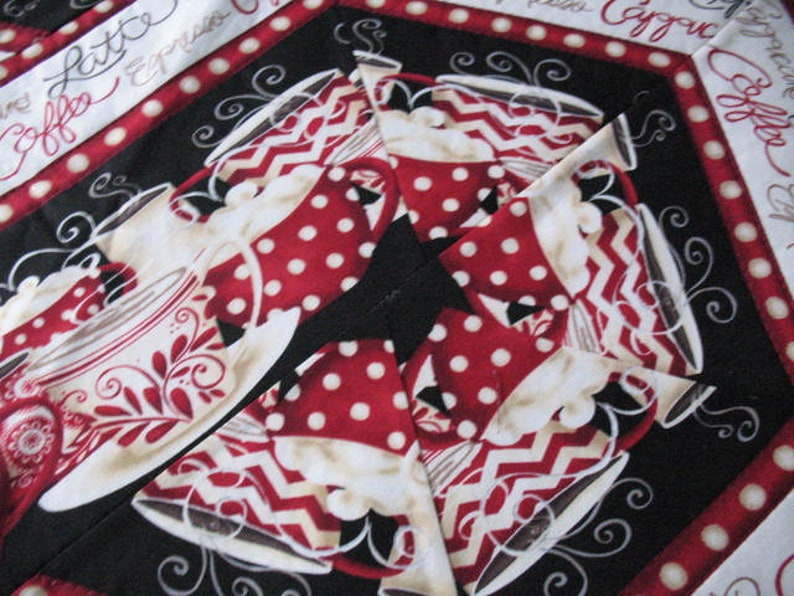 Morning Coffee Quilted Table Runner / Topper Triangles Ready Etsy