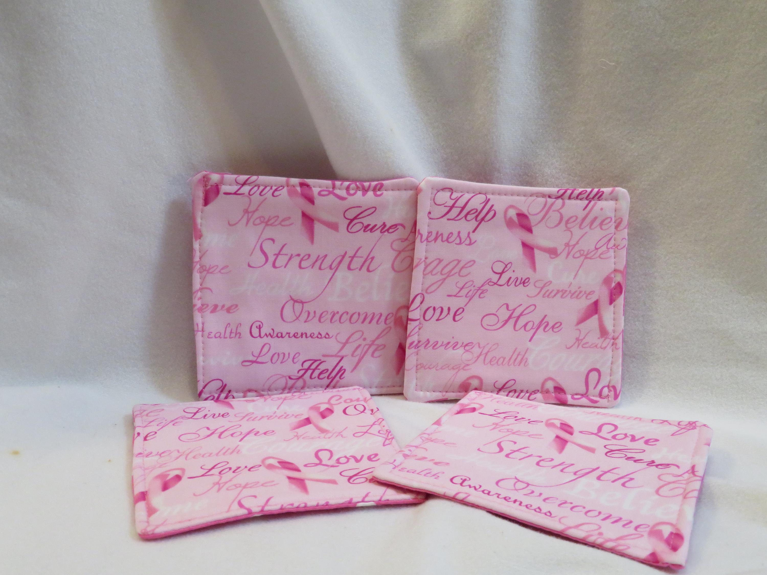 Set OF 4 Cancer Awareness Pink Ribbon Coasters and They Are Reversible ...