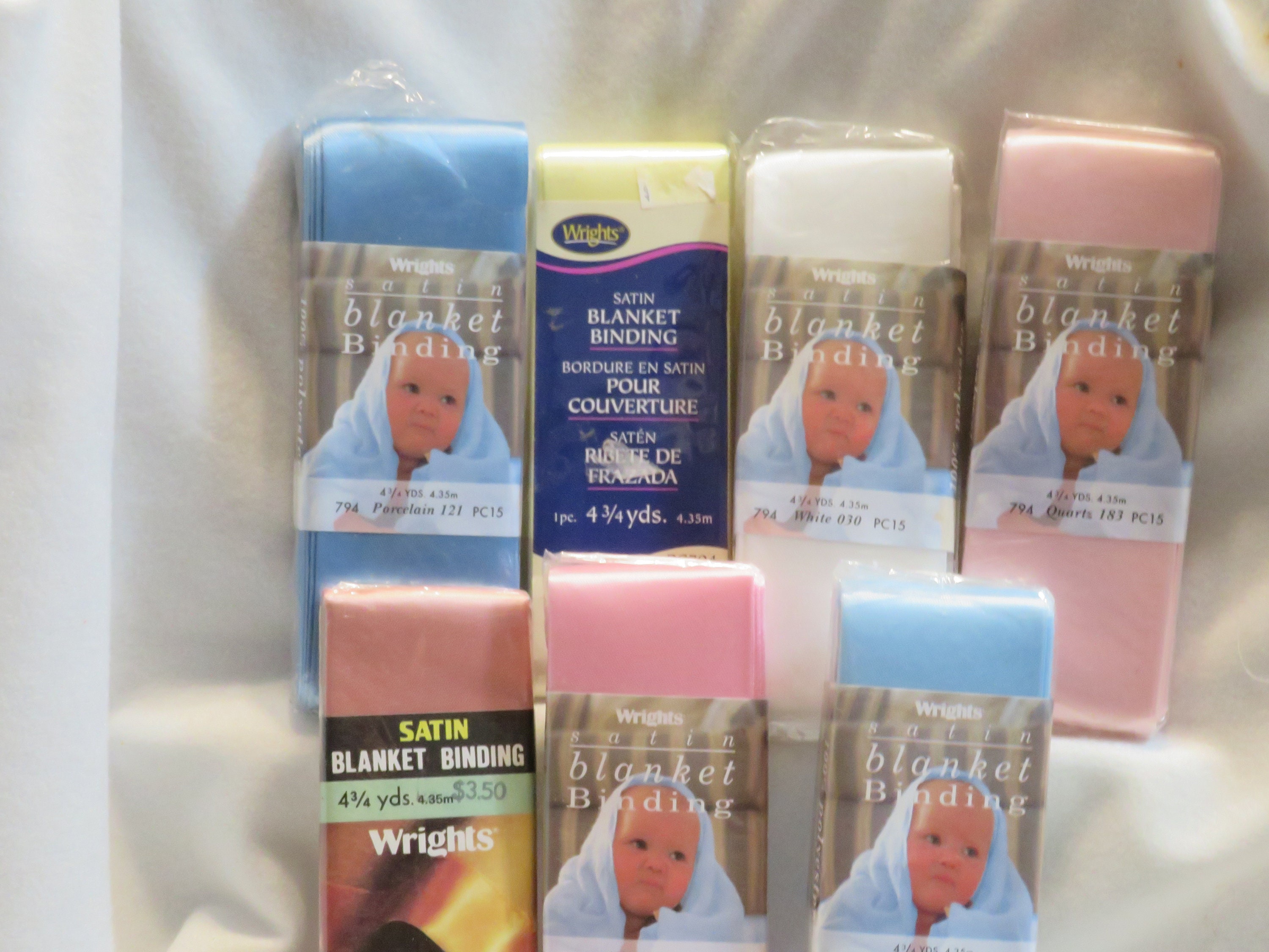 NEW Wrights Satin Blanket Binding 4 3/4YD Lavender, Light Blue, Mint Pastel  Baby