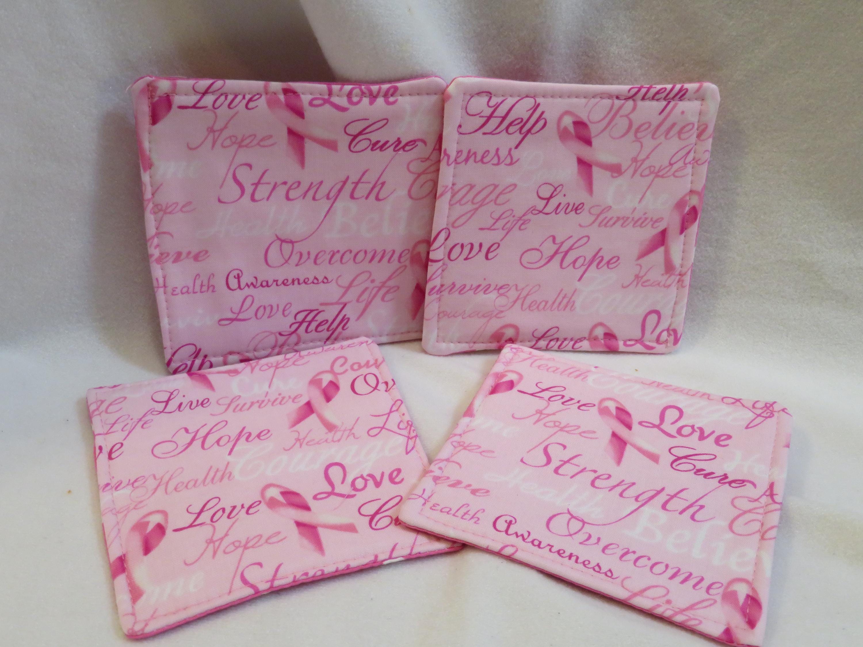 Set OF 4 Cancer Awareness Pink Ribbon Coasters and They Are Reversible ...