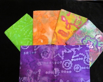 Multi - Color  Batik Fat Quarter 5 Pack  Bundle