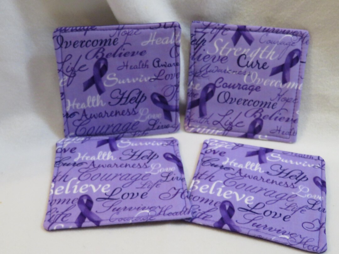 Set OF 4 Cancer Awareness Purple Ribbon Coasters and They Are ...