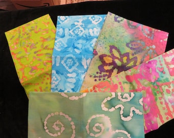 Multi - Color  Batik Fat Quarter 5 Pack  Bundle