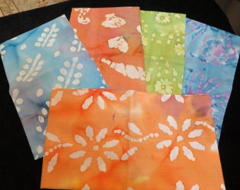Multi - Color  Batik Fat Quarter 5 Pack  Bundle
