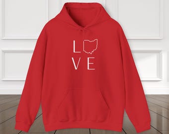 Ohio Love Hoodie | Unisex Heavy Blend Sweatshirt | Perfect for Gifts, Casual Wear, Outdoor Adventures, Family Gatherings, Valentine's Day
