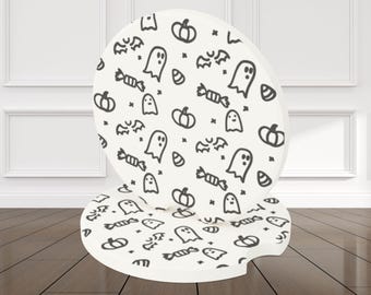 Halloween-Themed Soapstone Car Coaster, Spooky Ghost & Pumpkin Design, Car Accessories, Fall Décor, Perfect for Halloween