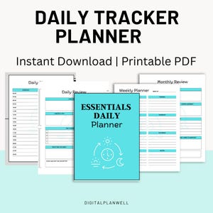 Essential Life Planner Printable, All-in-One Daily, Weekly, Monthly Planner PDF, Fitness, Budget, Self-Care, Travel tracker