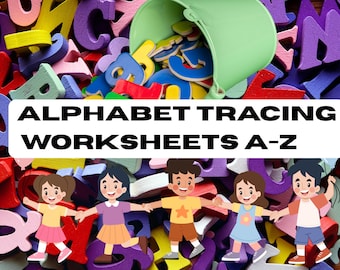 Alphabet Tracing Worksheets A-Z | Uppercase & Lowercase Letters | Preschool Handwriting Practice | Digital Download PDF